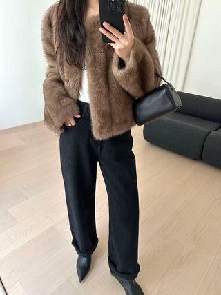 Louise Faux Fur Jacket in Cocoa