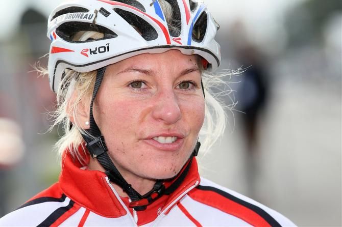 Christel Ferrier-Bruneau awaits the start of Koppenbergcross, the final race of her career