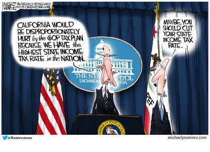 Political cartoon U.S. GOP tax plans California