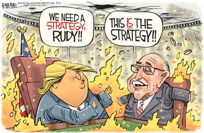 Political cartoon U.S. Trump Rudy Giuliani strategy