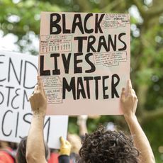 london, united kingdom 20200603 a protester holds a placard with black trans lives matter during the black lives matter protest at hyde park several protest have been sparked by the recent killing of george floyd, a black man who died in police custody in minneapolis, usa photo by dave rushensopa imageslightrocket via getty images