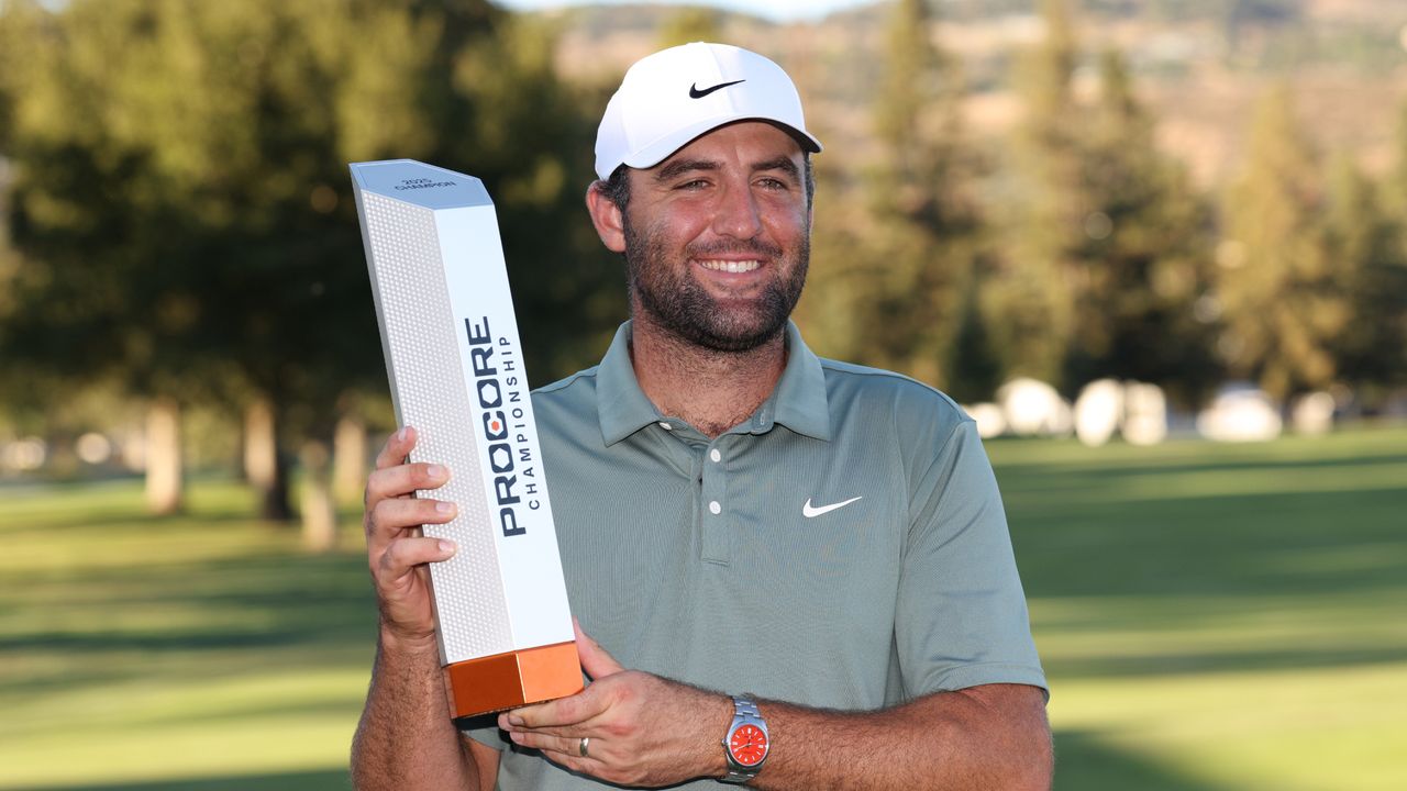 Scottie Scheffler with the Procore Championship trophy 