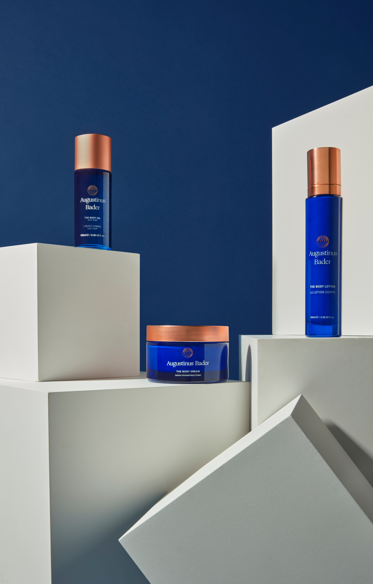 The Augustinus Bader blue bottle