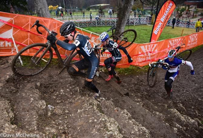Collegiate racing at the USA Cycling Cyclo-cross National Championships in Austin.