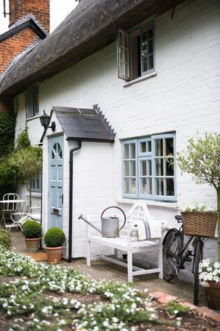 White painted cottage exterior