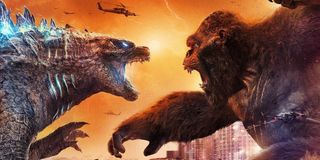 Godzilla and King Kong about to collide in battle