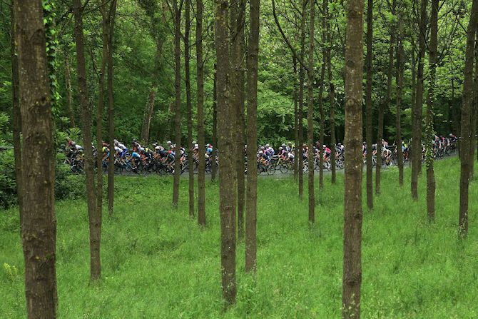 A beautiful shot of the peloton on stage 2 of the 2019 Emakumeen Bira