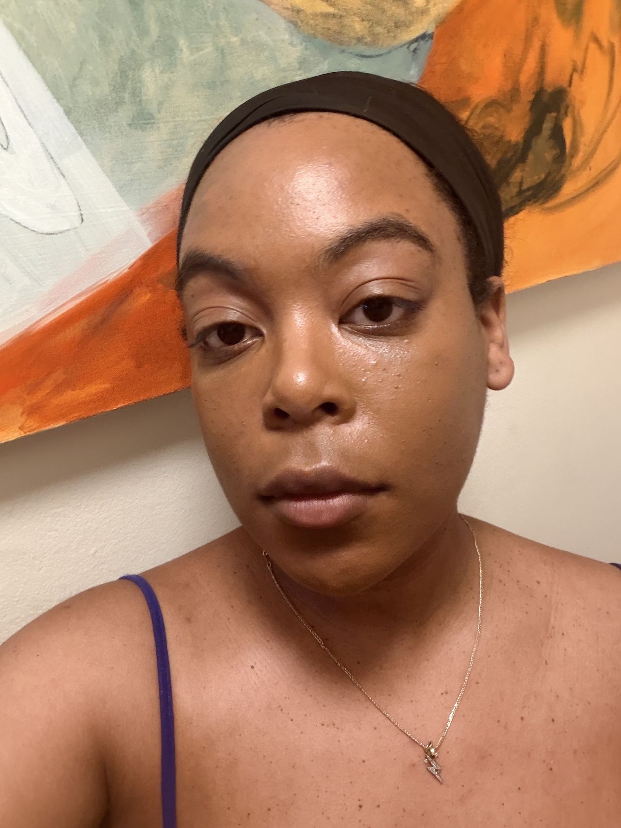 Ariel Baker before and after testing the YSL Cushion Foundation.