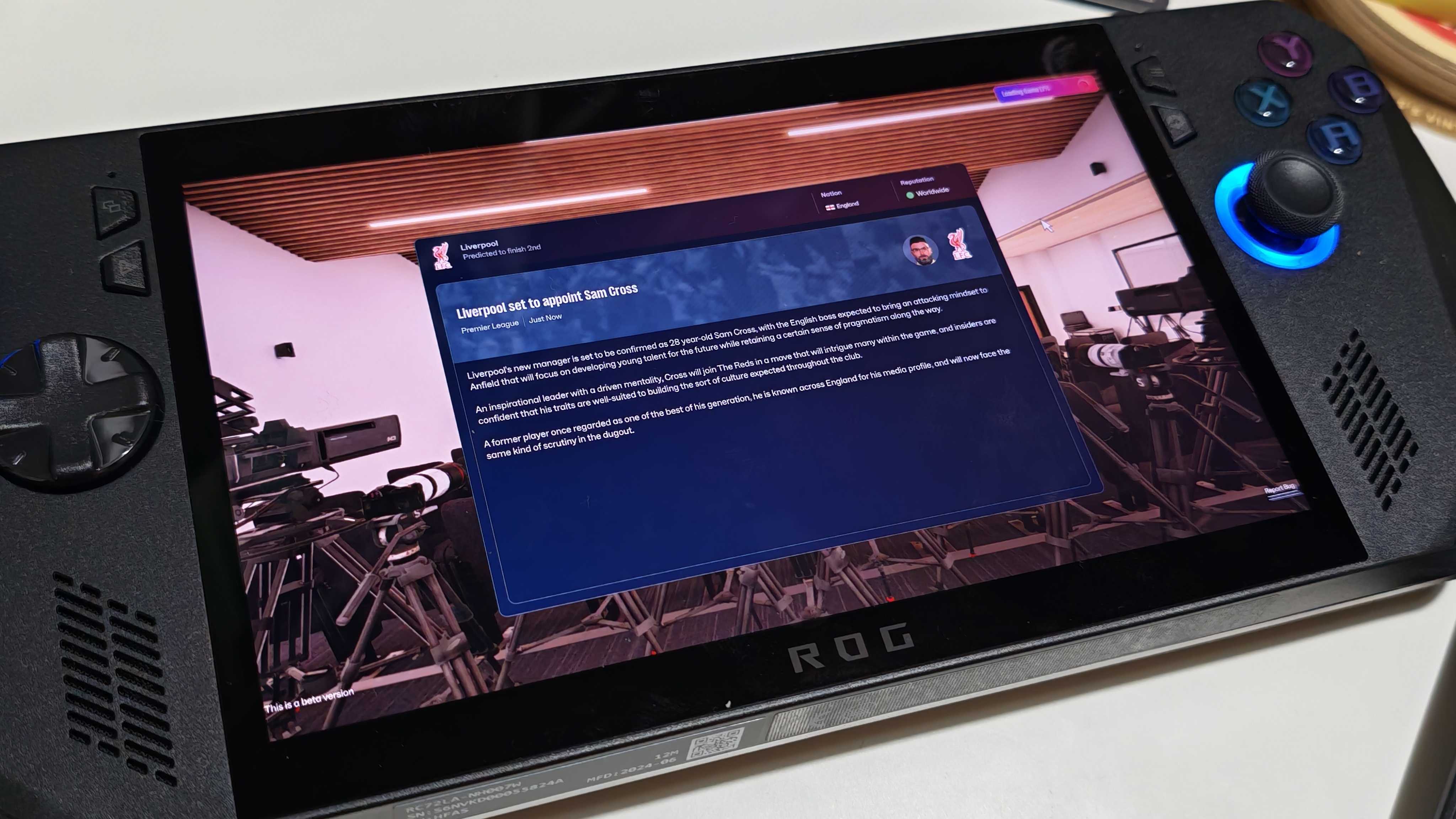 Football Manager 26 on an Asus ROG Ally X