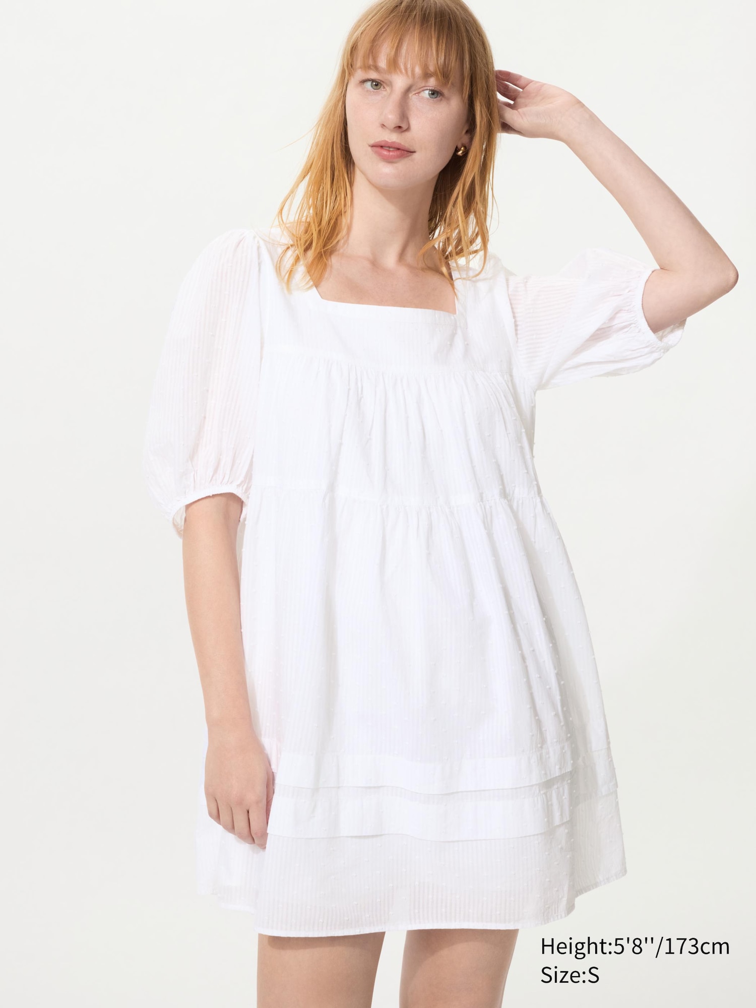 Cotton Dobby Mini Dress (short Sleeve)