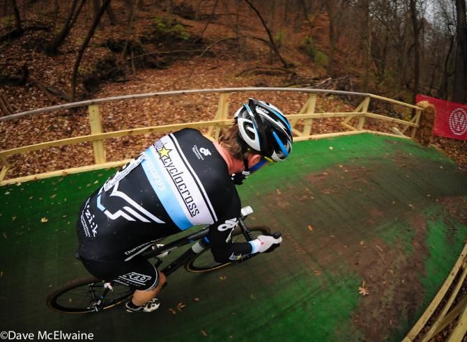 Shawn Milne (Keough Cyclocross) riding in a chase group on lap three