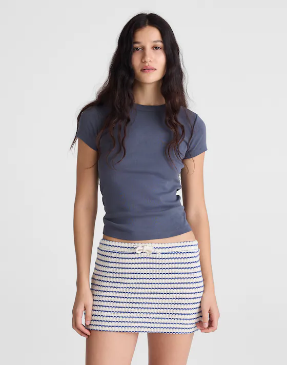 madewell, Textured-Knit Drawstring Mini Skirt