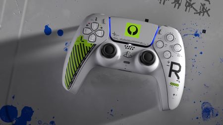 An image of the white and neon Marathon Limited Edition DualSense Controller for the PS5