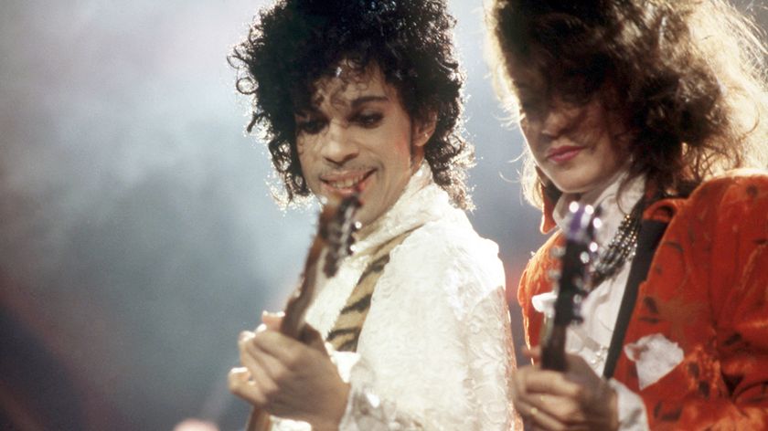 DETROIT, MI - NOVEMBER 4: American singer, songwriter, musician, record producer, dancer, actor, and filmmaker Prince (1958-2016) and American guitarist, singer-songwriter and member of the Revolution Wendy Melvoin perform onstage during the 1984 Purple Rain Tour on November 4, 1984, at the Joe Louis Arena in Detroit, Michigan. (Photo by Ross Marino/Getty Images)