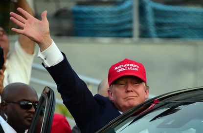Donald Trump waves in California