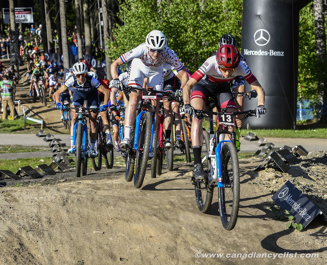 Haley Smith (Norco Factory Team) leading Anne Terpstra (Ghost Factory Racing)
