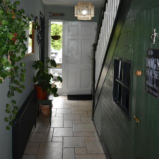 hallway with white door
