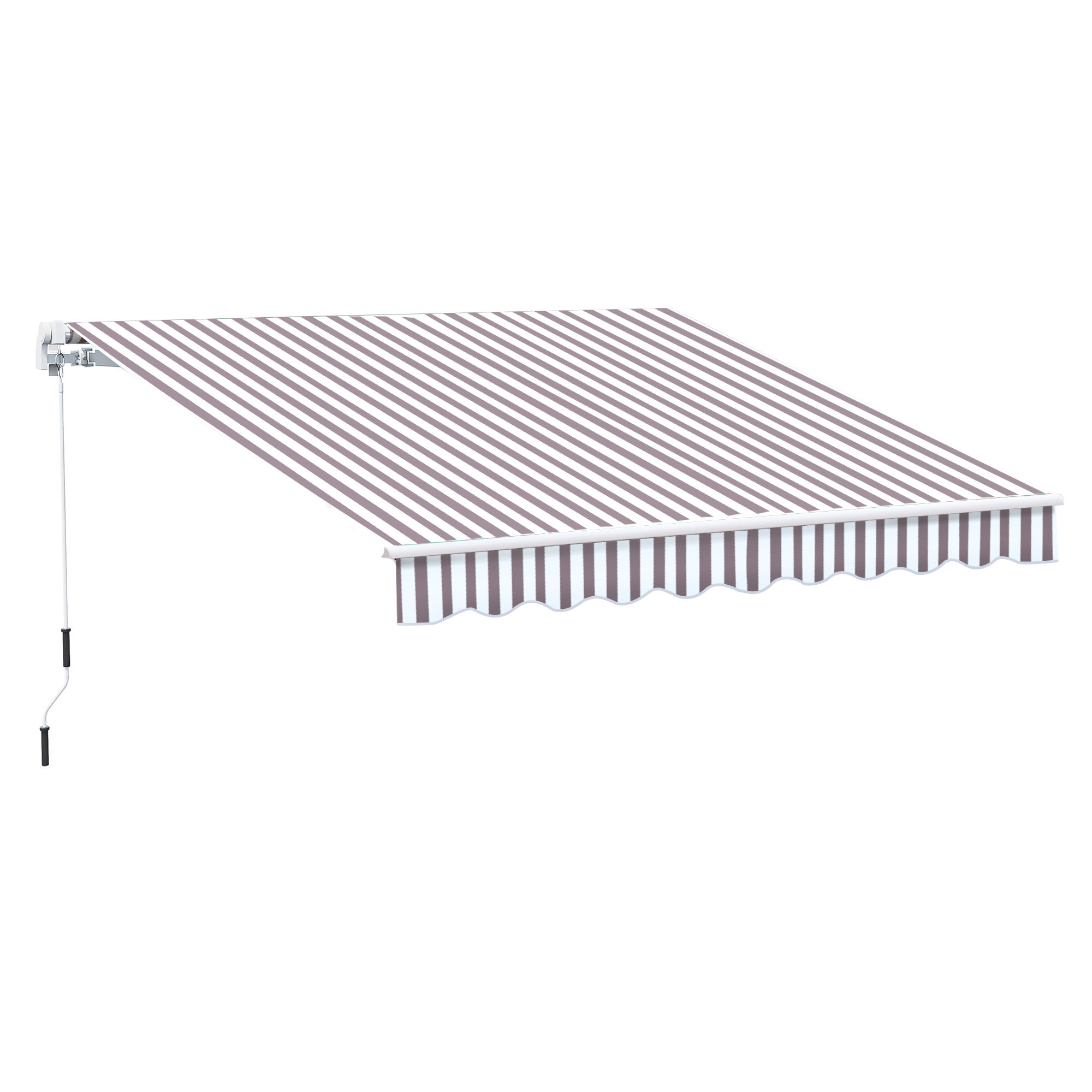 Outsunny 2'' Polyester Beige Cover Retractable Patio Awning