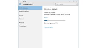 A screenshot of the upgrade menu on Windows 10 Home