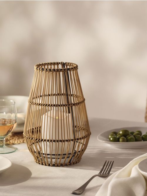 Solar Wicker Lantern with LED Candle