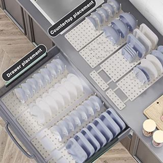 A white pegboard drawer organizer