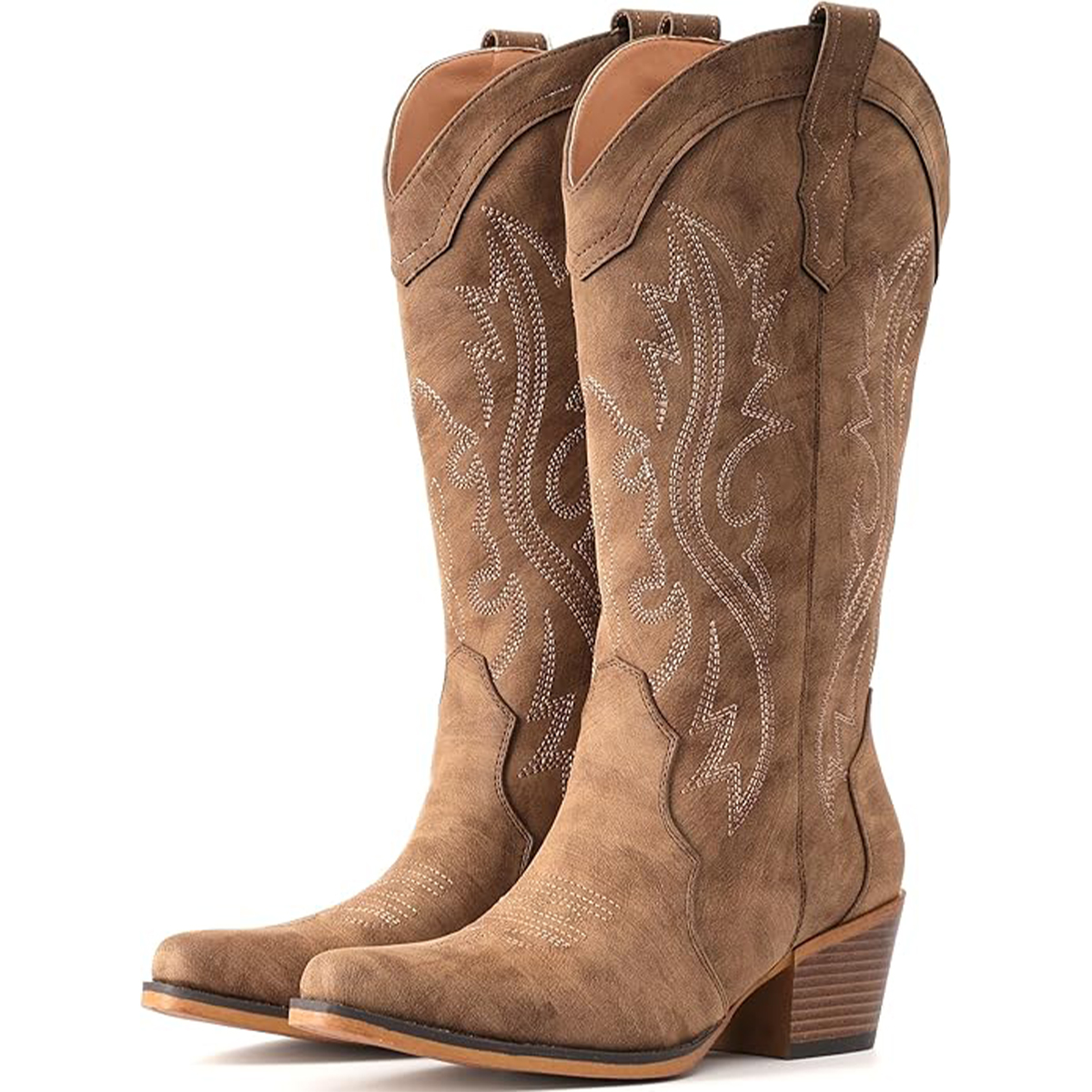 IUV, Iuv Cowboy Boots for Women Western Cowgirl Boots With Chunky Heel Mid Calf Snip Toe Ideal for Low Insteps