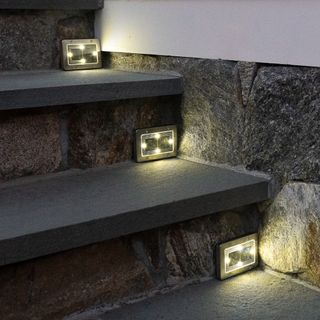 Silver Low Voltage Solar Powered Integrated Led Metal Step Light Pack