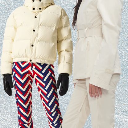 collage of ski clothes