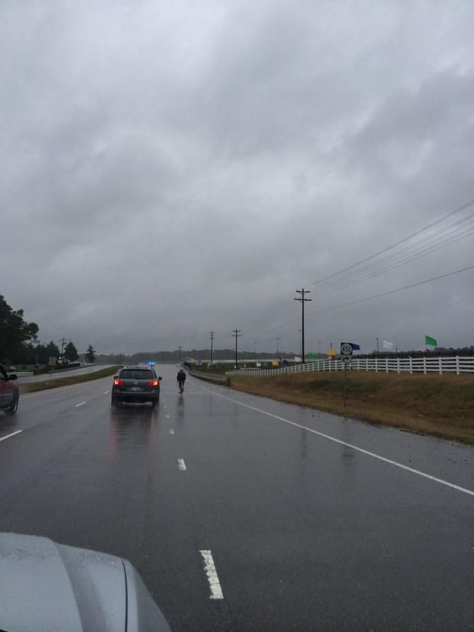 Taylor Phinney rides the 2015 time trial world championship course in the rain