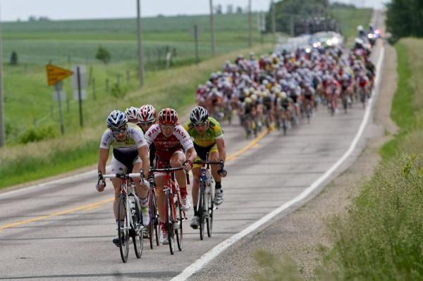 A break tries to get up the road even with the hard blowing head winds.
