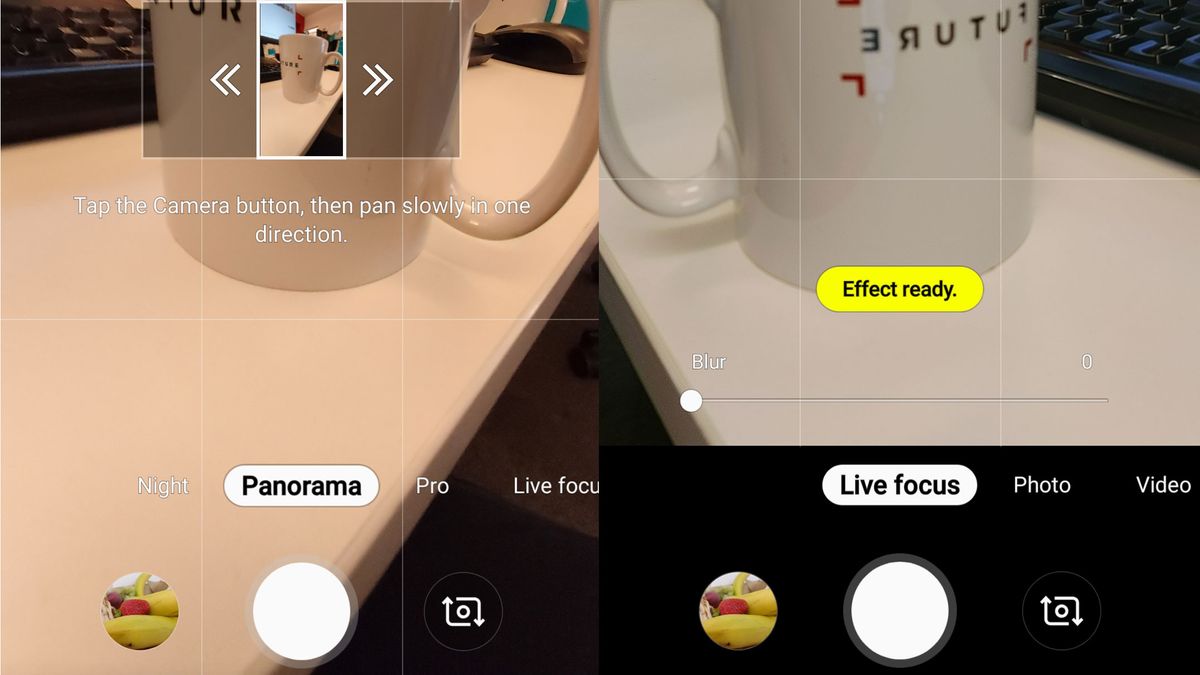 Where's Night, Panorama and Pro modes on the camera app when it's facing forward?
