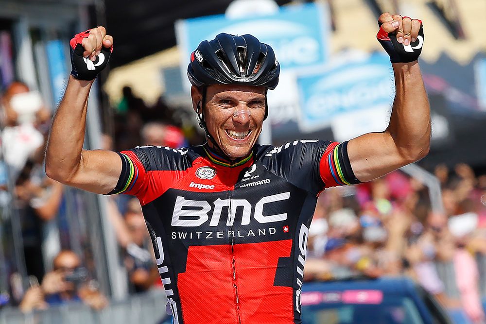 Philippe Gilbert celebrates his second stage win of the 2015 Giro d'Italia.