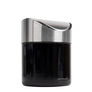 Black Round Waste Paper Basket Mini Countertop Trash