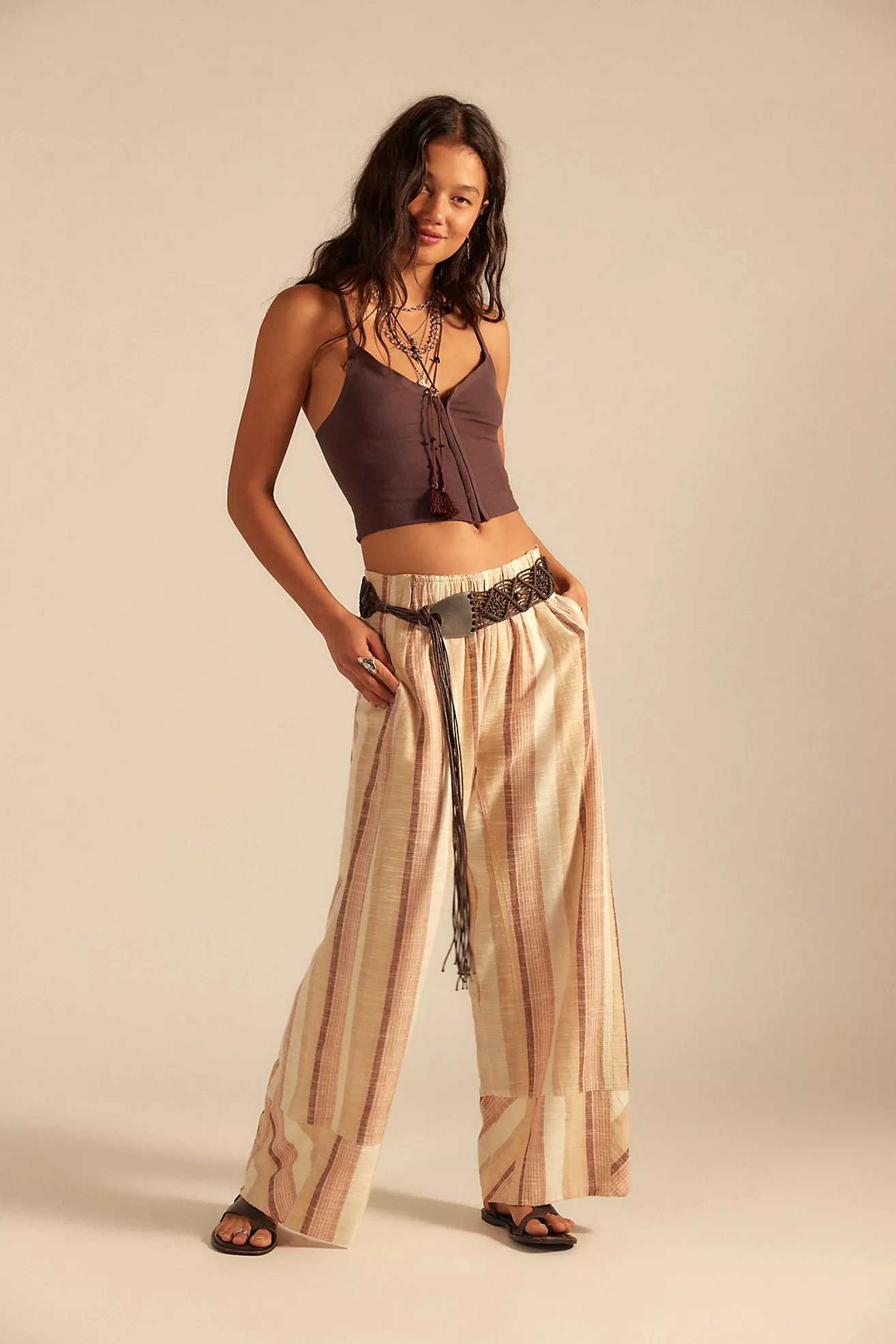 Day's End Linen Striped Pull-On Pants