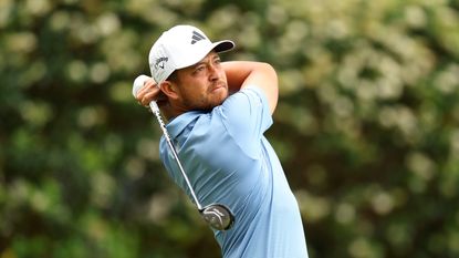 Xander Schauffele plays his shot during the first round at the RBC Heriage.