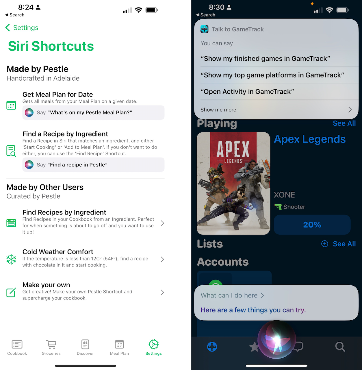 Cuplikan layar fitur Siri Tips di Pintasan Aplikasi.