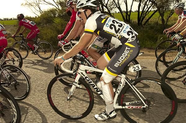Ryan MacAnally (Budget Forklifts) shows some battle scars after being invlved in one of the many crashes so far on the tour.
