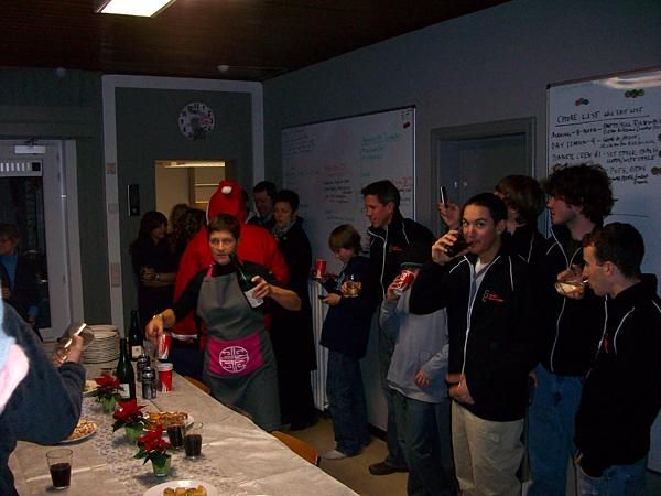 A special visit from Santa to wish us a merry Christmas and give the U23 and elites champagne to celebrate