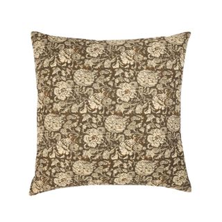 Oversized Printed Floral Square Throw Pillow Brown/cream - Threshold™ Designed With Studio Mcgee