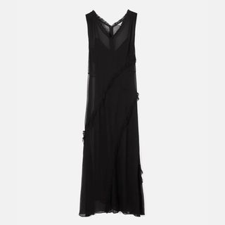 Jigsaw sleeveless black chiffon dress