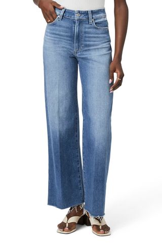 Anessa High Waist Raw Hem Wide Leg Ankle Jeans