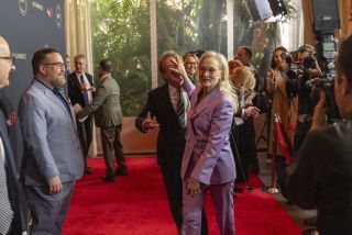 Los Angeles, CA - January 12: Martin Short and Meryl Streep from "Only Murders in the Building," mingled during the 2023 American Film Institute Awards, at Four Seasons Hotel , in Los Angeles, CA, Friday, Jan. 12, 2024.