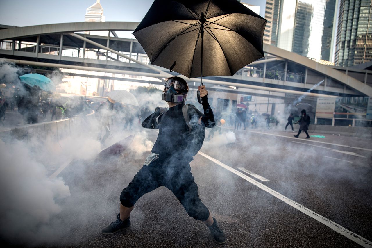 A protester in Hong Kong.