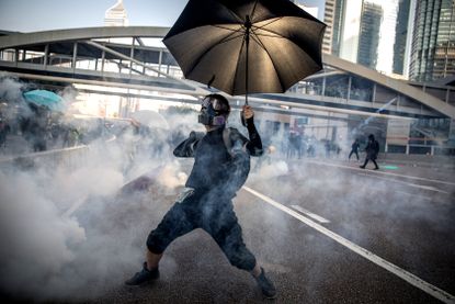 A protester in Hong Kong.
