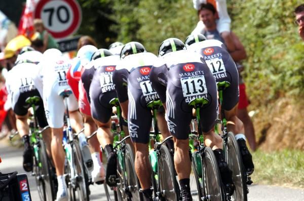 Team Sky disappear into the distance