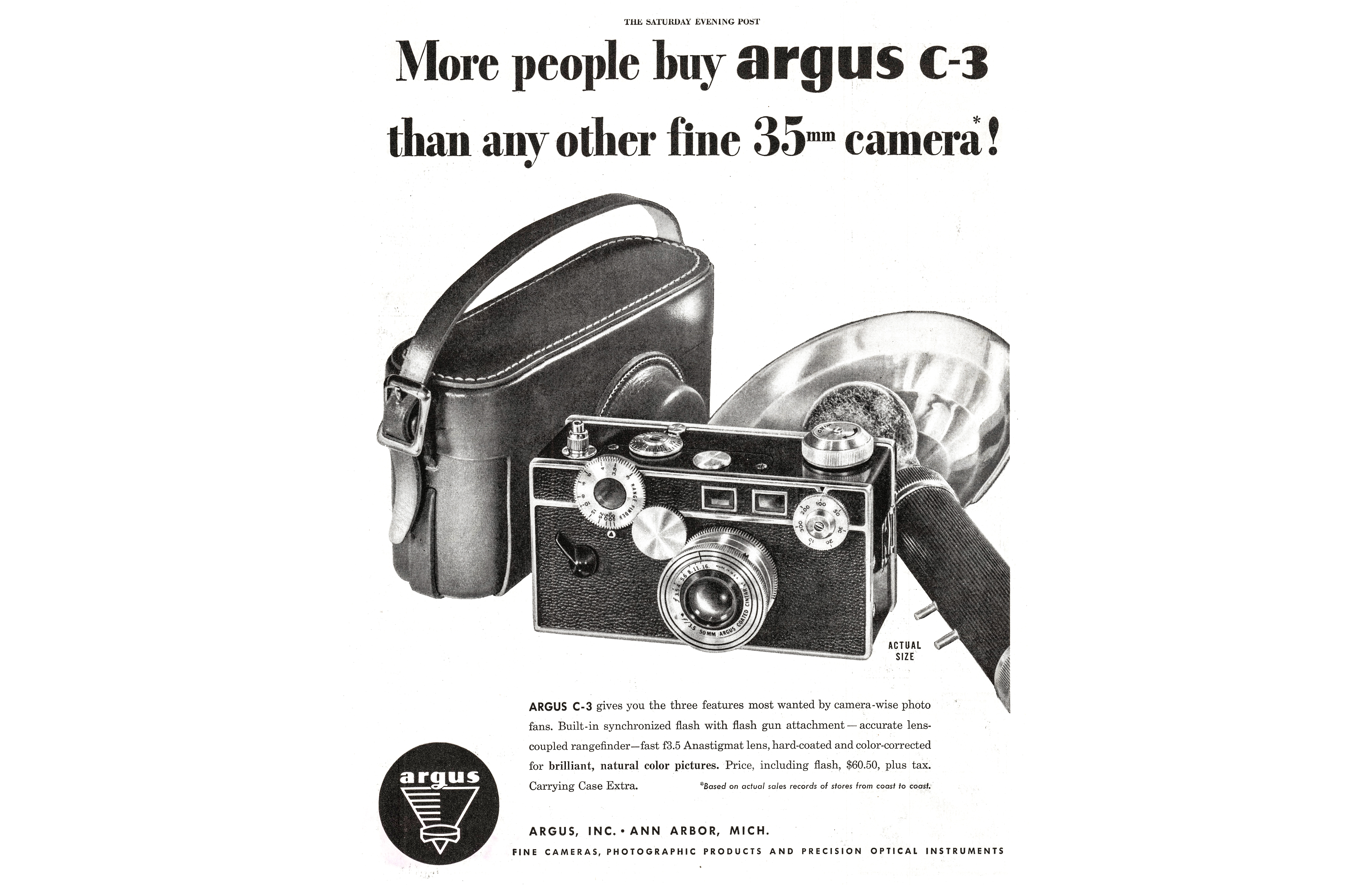 Newspaper advertisement for the Argus C3 camera
