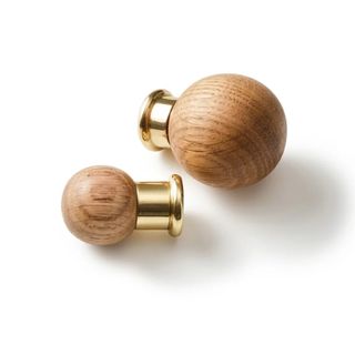 Natural Oak Knob, Brass