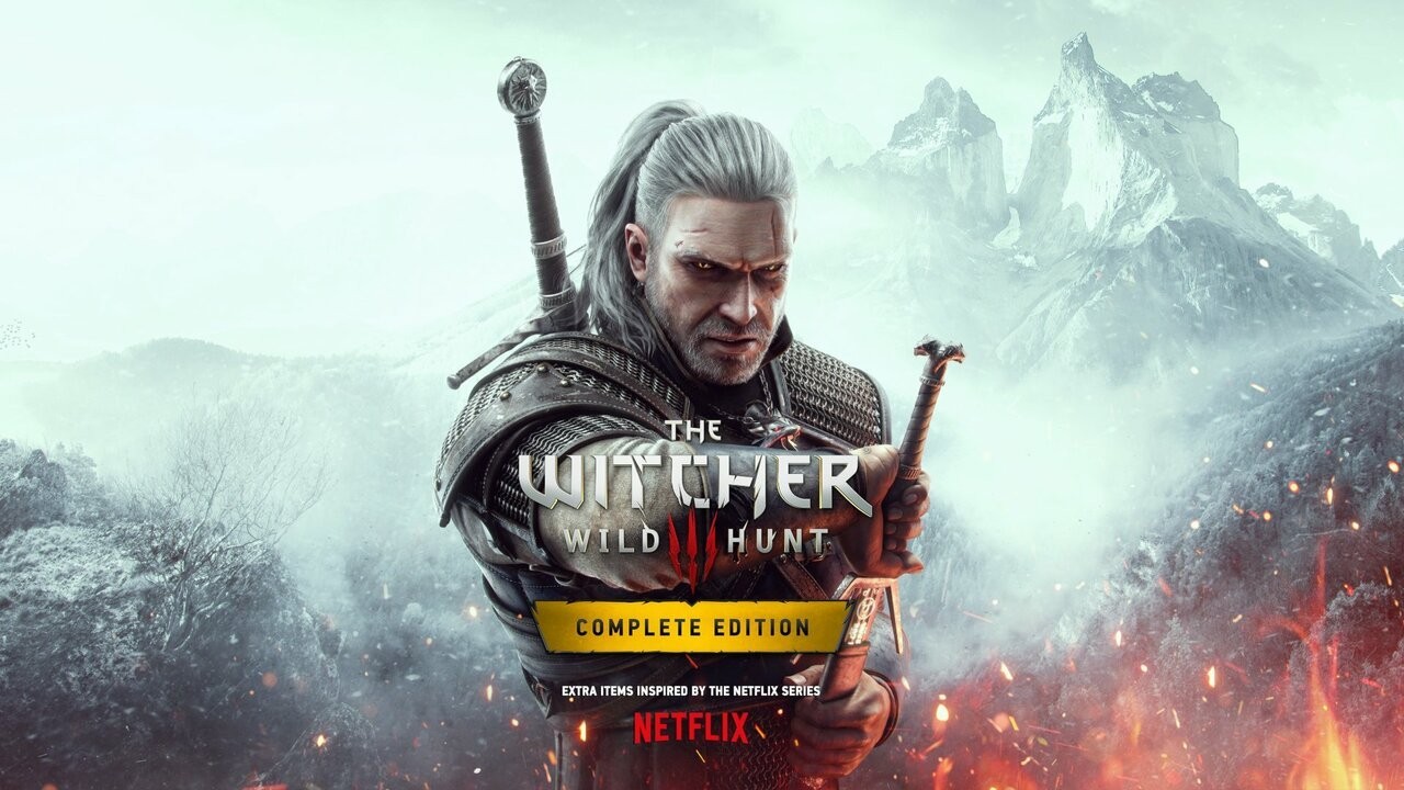 The Witcher poster with sword fighter