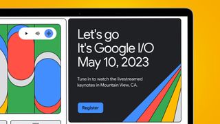 Un portátil mostrando la página de inicio del evento Google IO 2023 