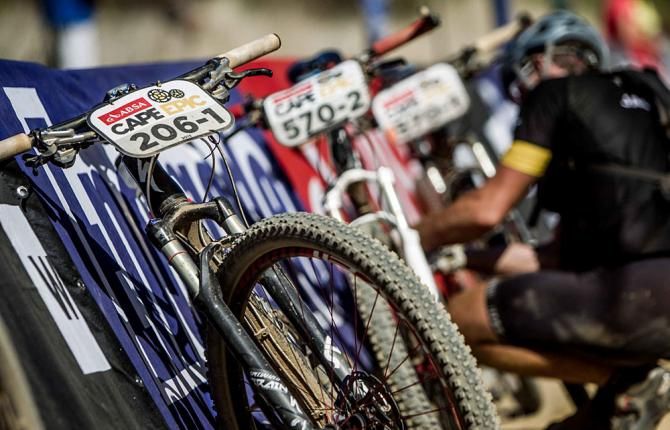 Bikes lined up at waterpoint 3